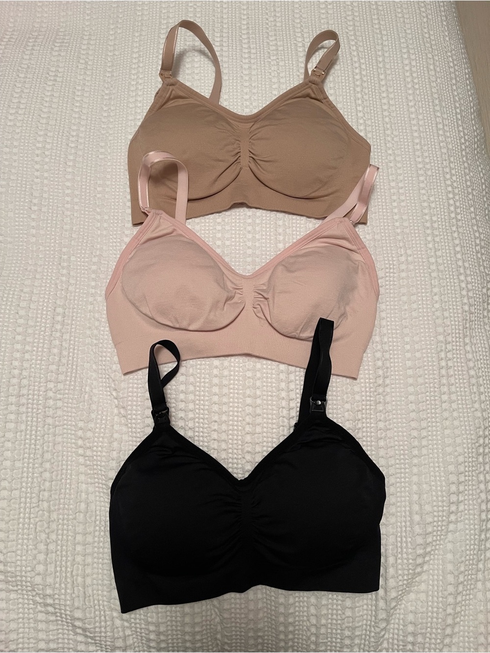 Motherhood 3 Nursing Bras Nude, Pink & Black Sz. S/P/CH